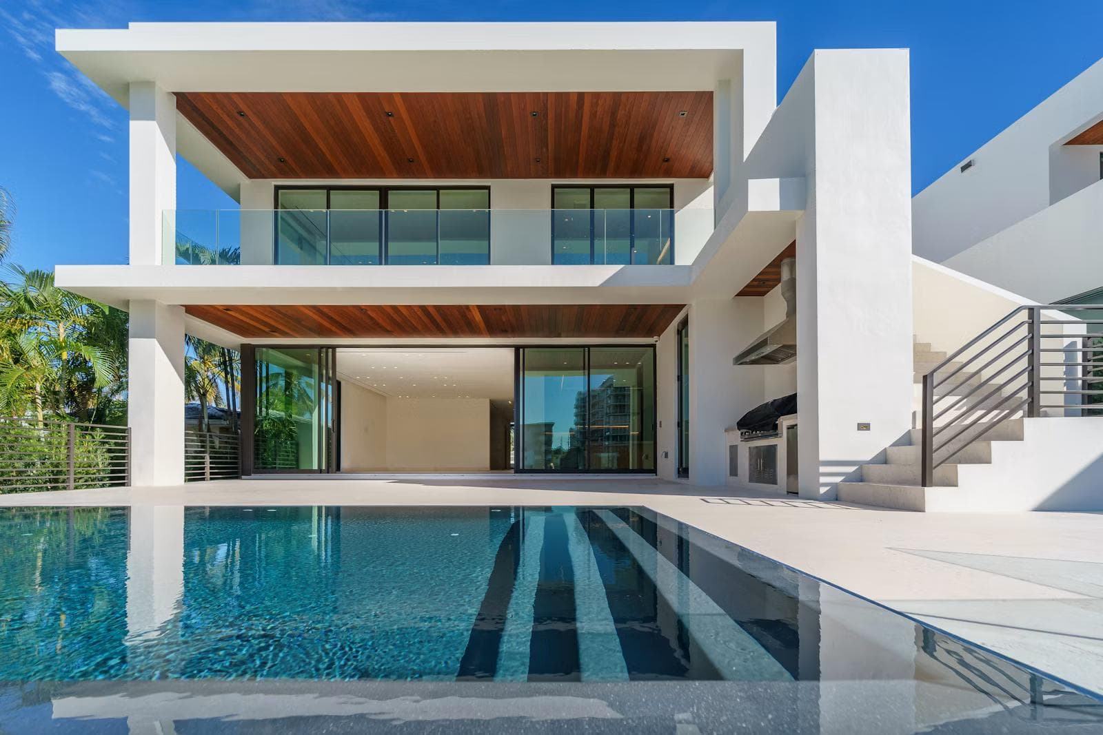 Modern villa with pool and landscaping